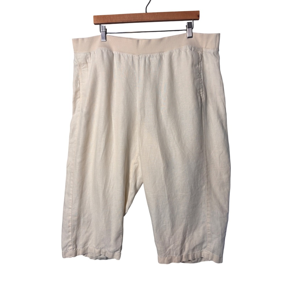 J. Jill Pants XL Petite‎ Cream 100% Linen Wide Leg Crop Coastal Grandma Resort
